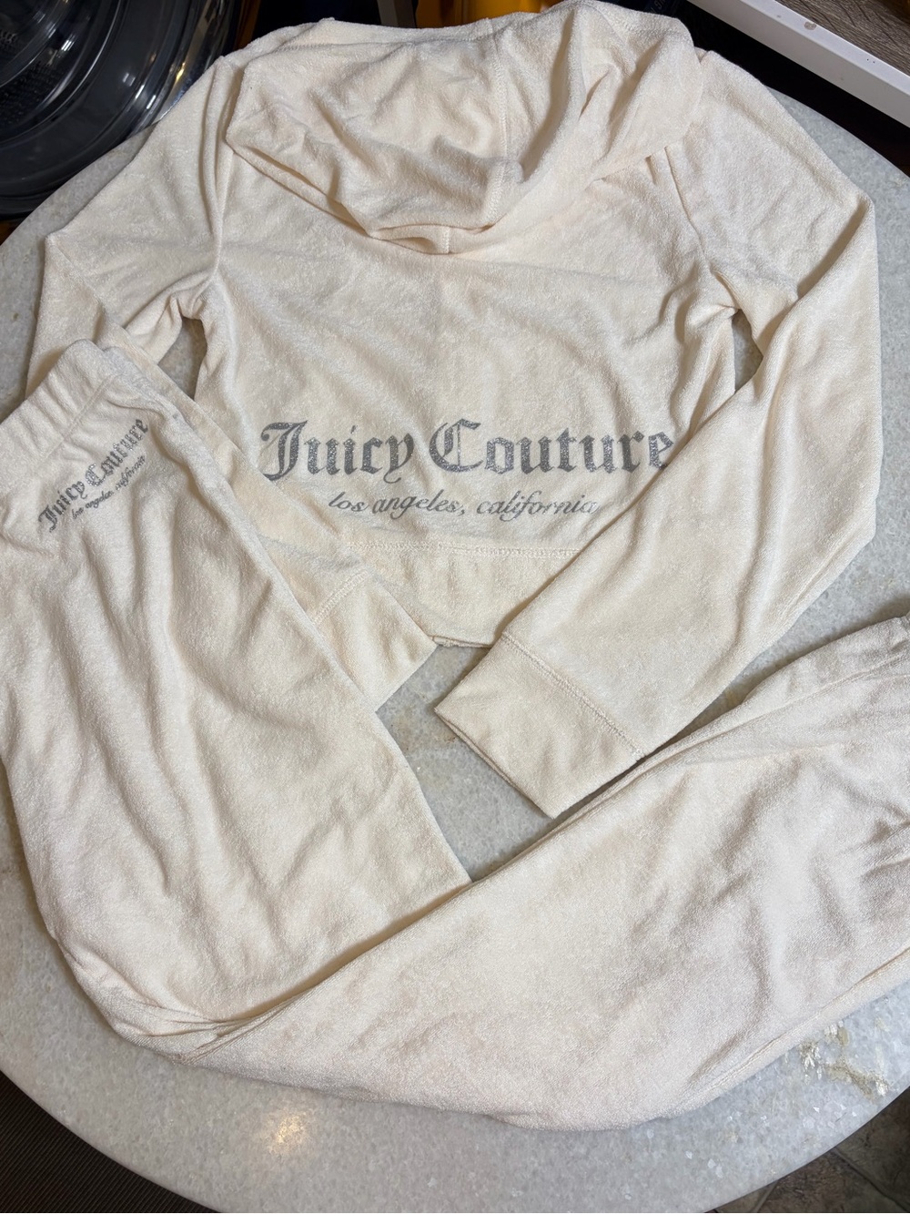 NWT Juicy Couture Terry Cloth Oyster Tracksuit Joggers Set in size small